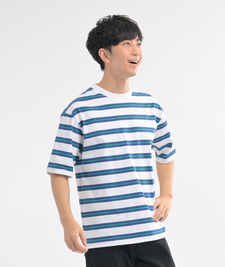 ＳＵＦＦＵＳＥ＞ ＵＳＡコットンボーダーＴシャツ(Ｍサイズ ホワイト