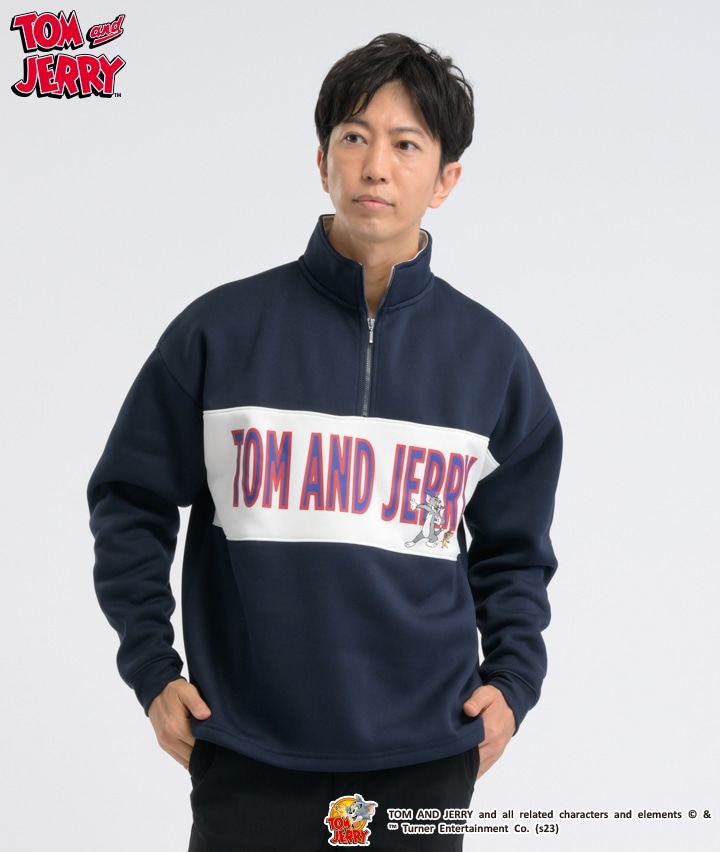 トムとジェリー】裏起毛切替ビッグシルエットハーフジップトレーナー(Ｍサイズ ネービー): メンズ｜パシオスNet 公式