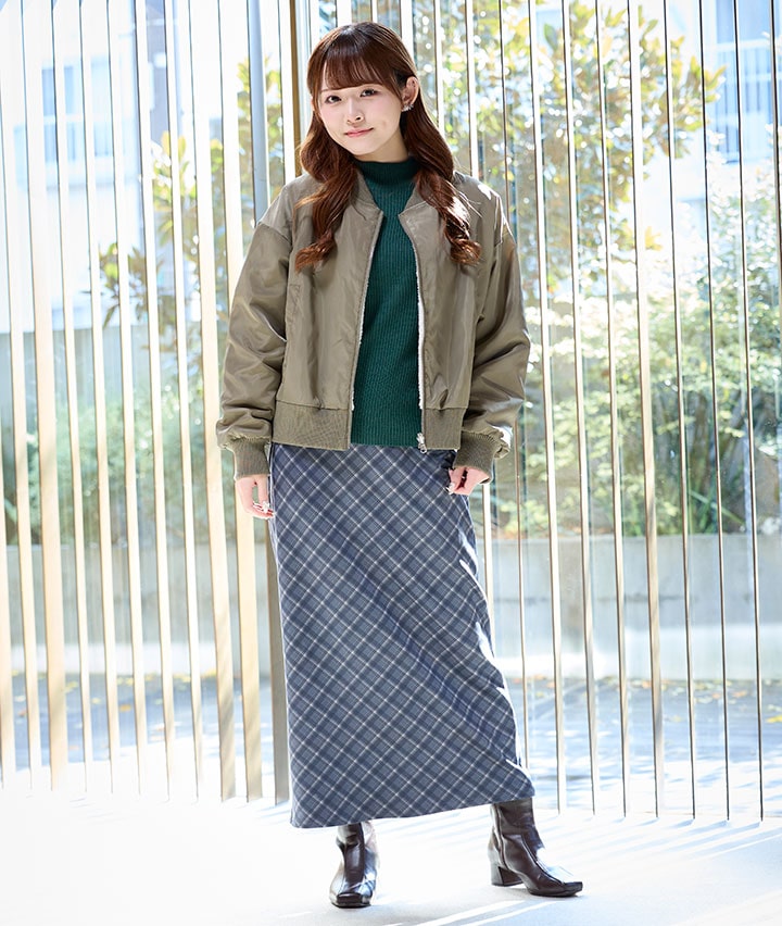 チェック柄ナロースカート