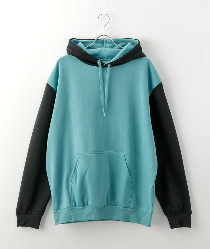 裏起毛配色切替プルパーカー