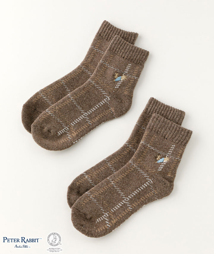 【ピーターラビット】（２足組）毛混パイルソックス
