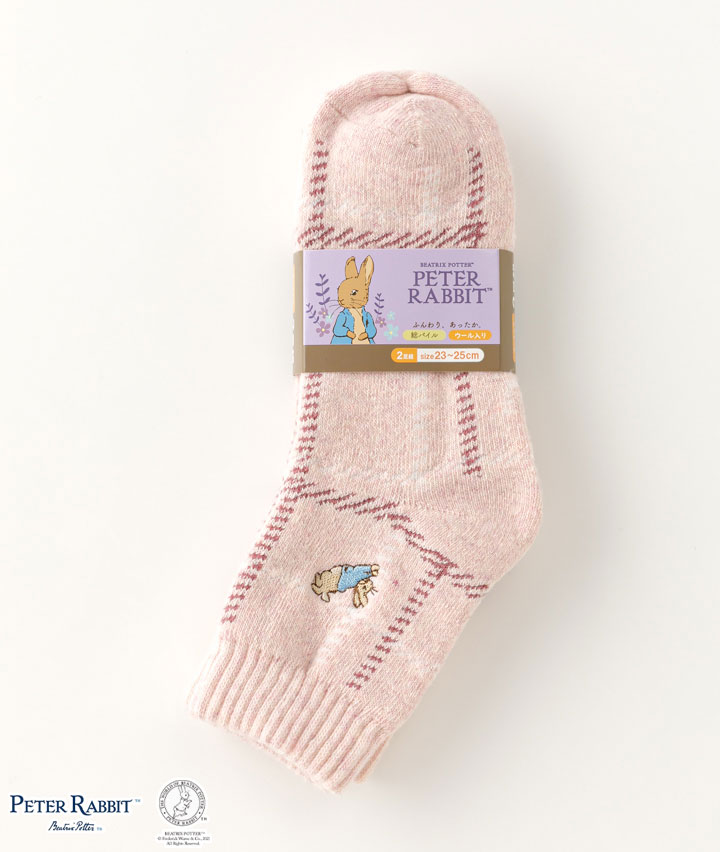 【ピーターラビット】（２足組）毛混パイルソックス