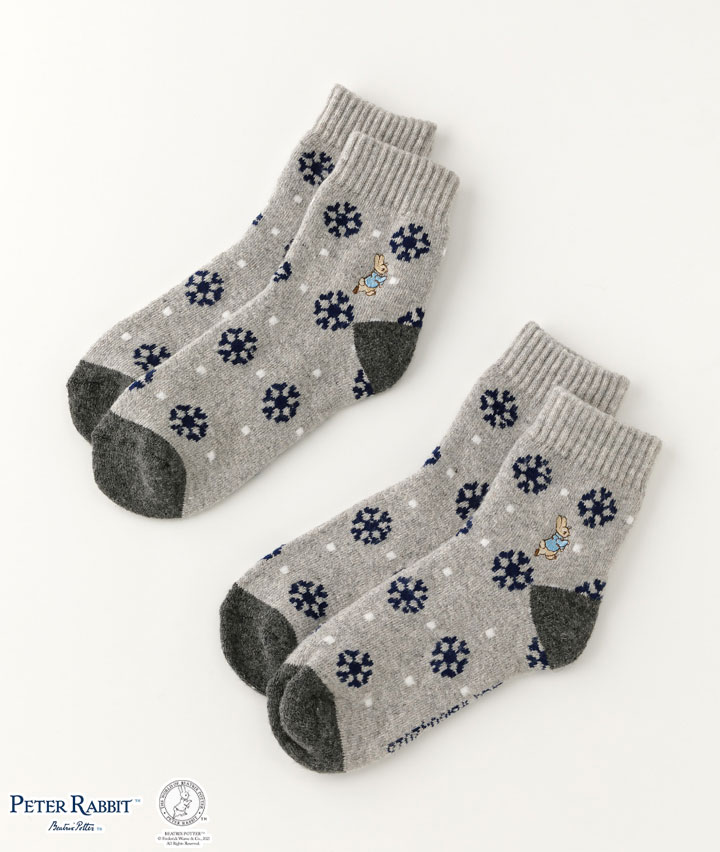 【ピーターラビット】（２足組）毛混パイルソックス