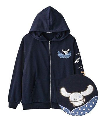 【サンリオキャラクターズ】（シナモロール）刺しゅうジップパーカ