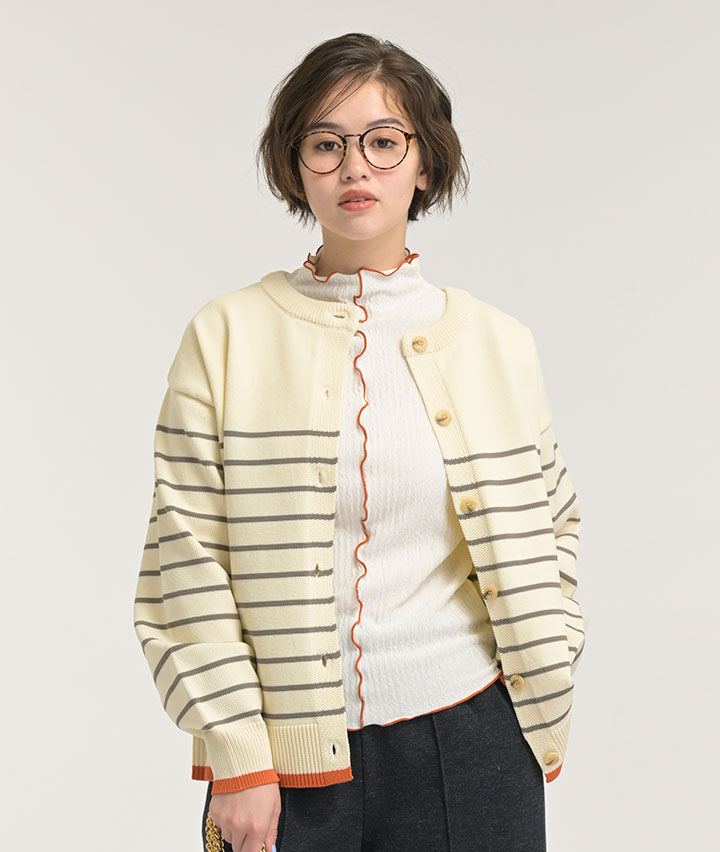 ジャガード配色メローインナー長袖