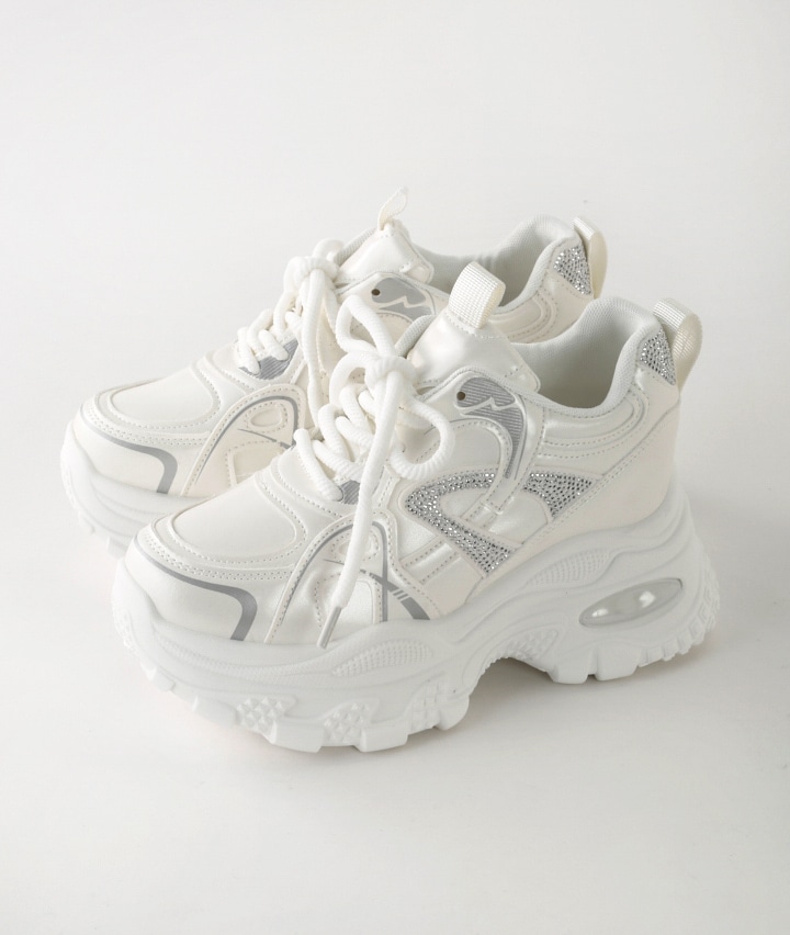 ホットフィックス付厚底デザインスニーカー