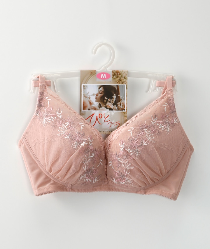 （ぴとブラ）フラワーチュールレースノンワイヤーブラジャー