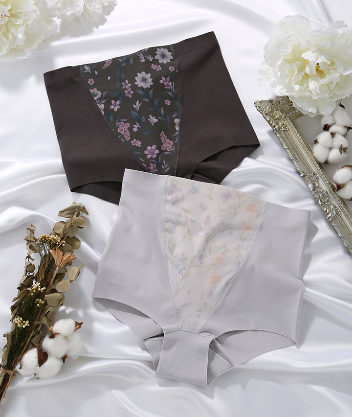 （素肌にいいこと）（綿混）フラワープリントショートガードル