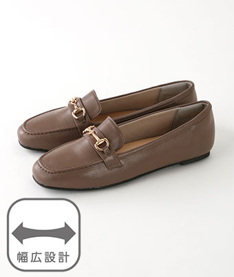 （幅広設計）ビット付きフラットパンプス