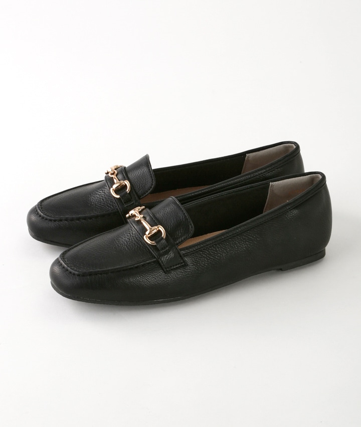 （幅広設計）ビット付きフラットパンプス