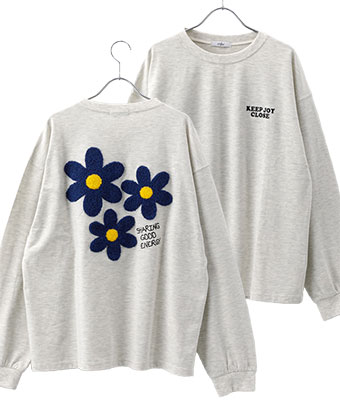 フラワーサガラ刺しゅうＴシャツ