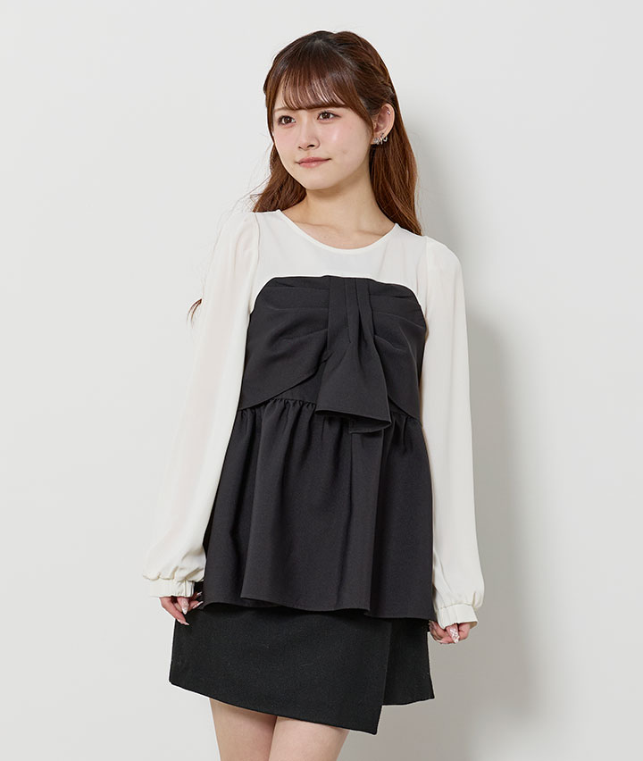 リボンブラウス