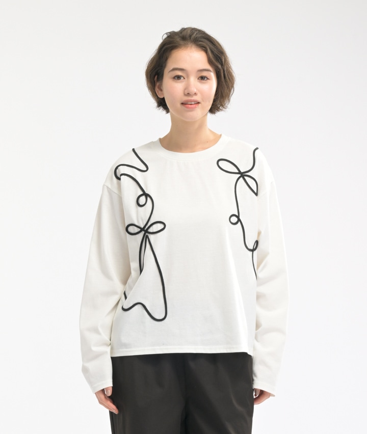 コード刺しゅう長袖Ｔシャツ