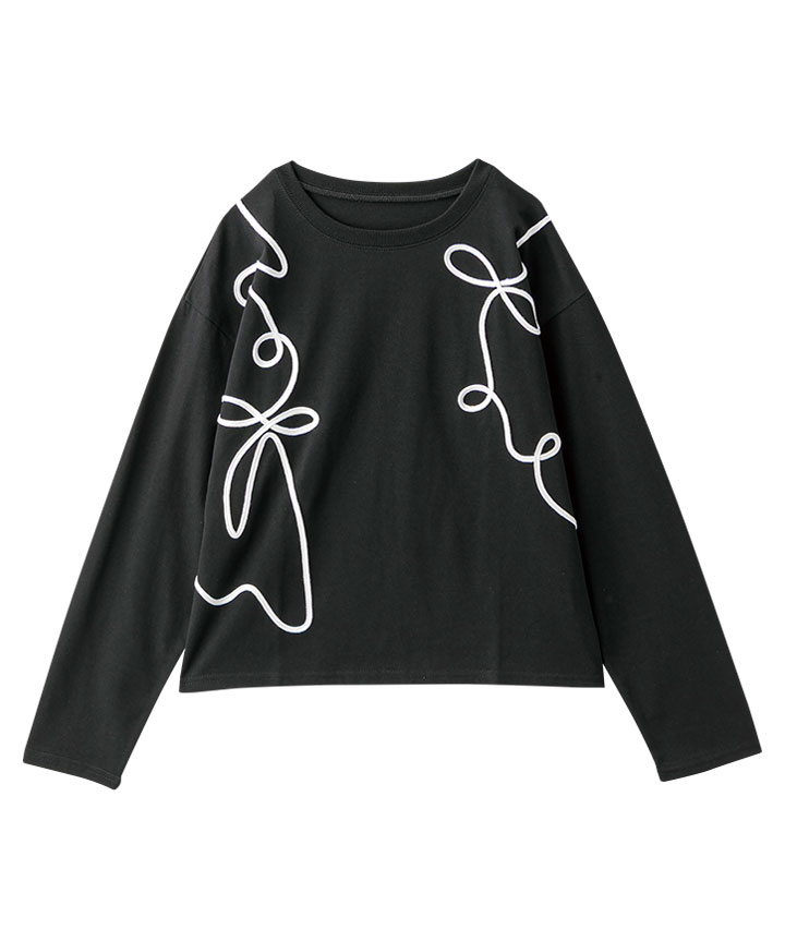 コード刺しゅう長袖Ｔシャツ