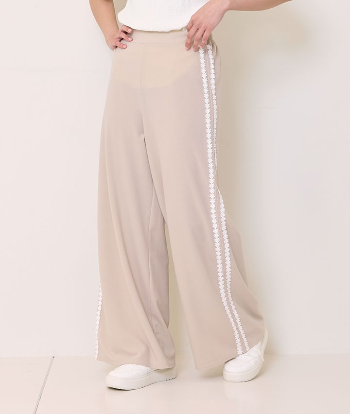 レースラインジョーゼットパンツ