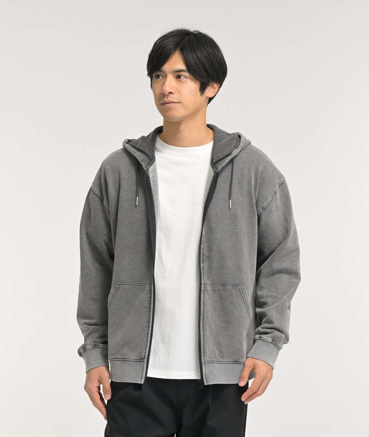 スノーウォッシュ加工フルジップパーカ