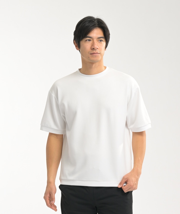 【シルキーエアーライト】（接触冷感・速乾・ＵＶカット・ソフトタッチ）五分袖クルーネックＴトレーナー