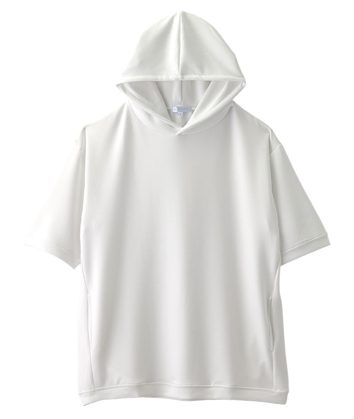 【シルキーエアーライト】（接触冷感・速乾・ＵＶカット・ソフトタッチ）五分袖プルパーカー