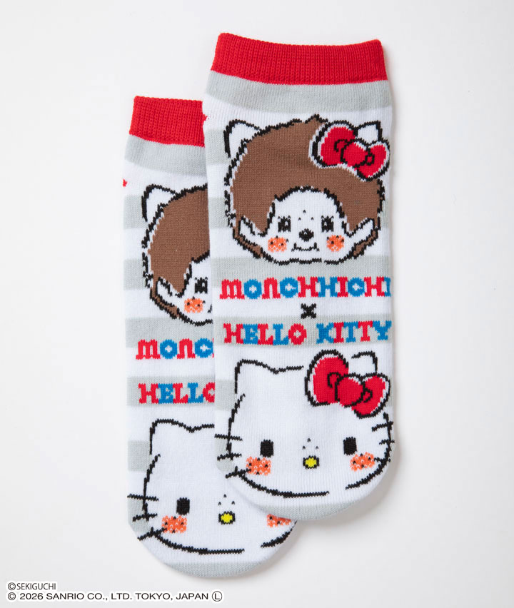 【モンチッチ×サンリオキャラクターズ】（１足物）フロント柄ソックス