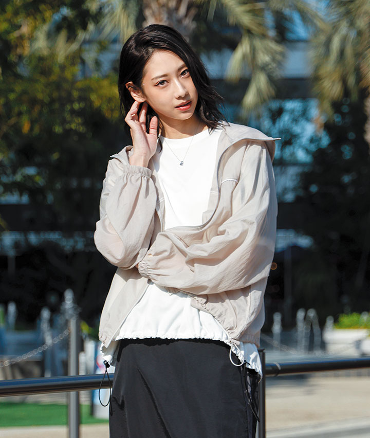 五分袖切替プルオーバー