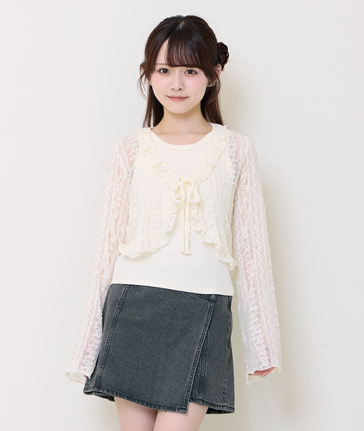 ストレッチレースカーディガン