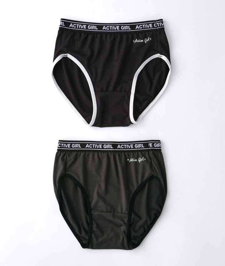 （腰ロゴ柄）（ストレッチ）（２枚組）女児ショーツ