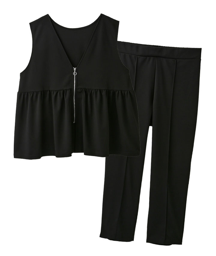 ジップ使いプルオーバー＋パンツセット