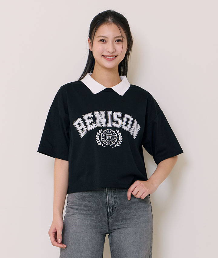 襟付き刺繍Ｔシャツ