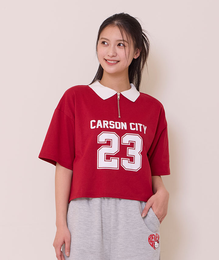 襟付きツイルロゴＴシャツ