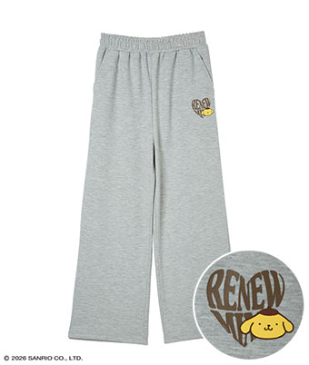 【サンリオキャラクターズ】（ポムポムプリン）プリントロゴスウェットパンツ