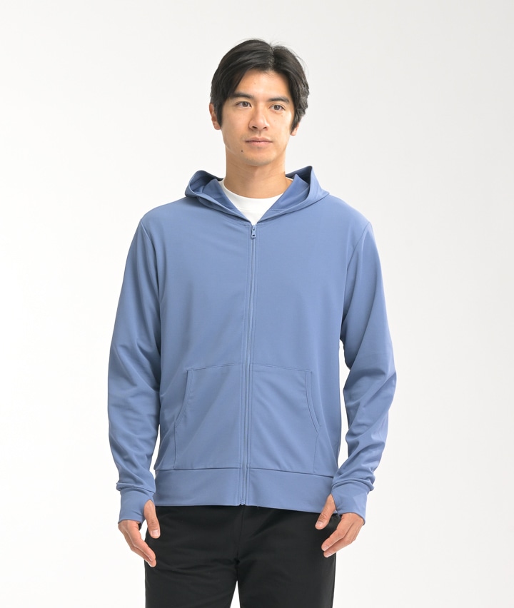 【遮熱・速乾・ＵＶカット・防透】【サニーブロック】長袖指穴付きジップパーカー