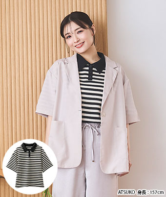 クロシェボーダーポロシャツ