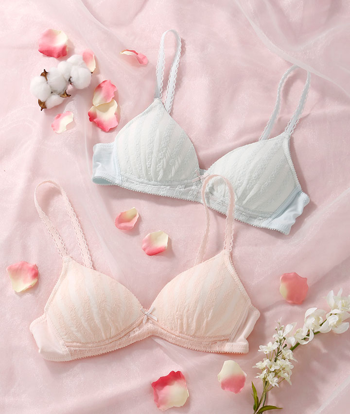 （ローズオイル加工）（コットンＭＩＸ）ふわふわレースノンワイヤーブラジャー