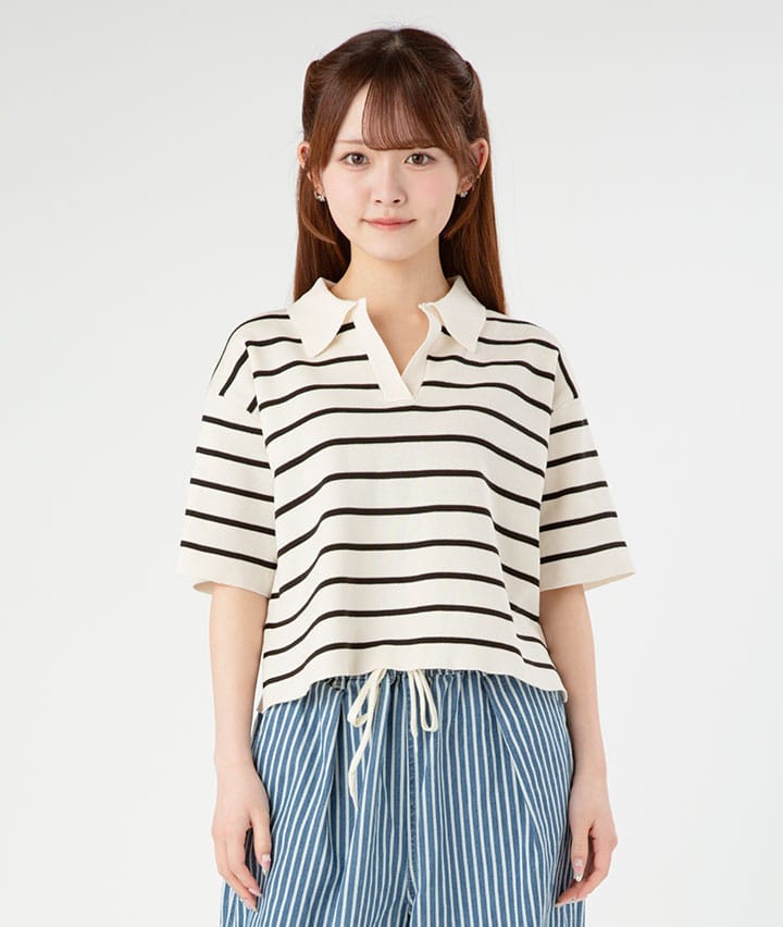 ボーダースキッパーニットプルオーバー