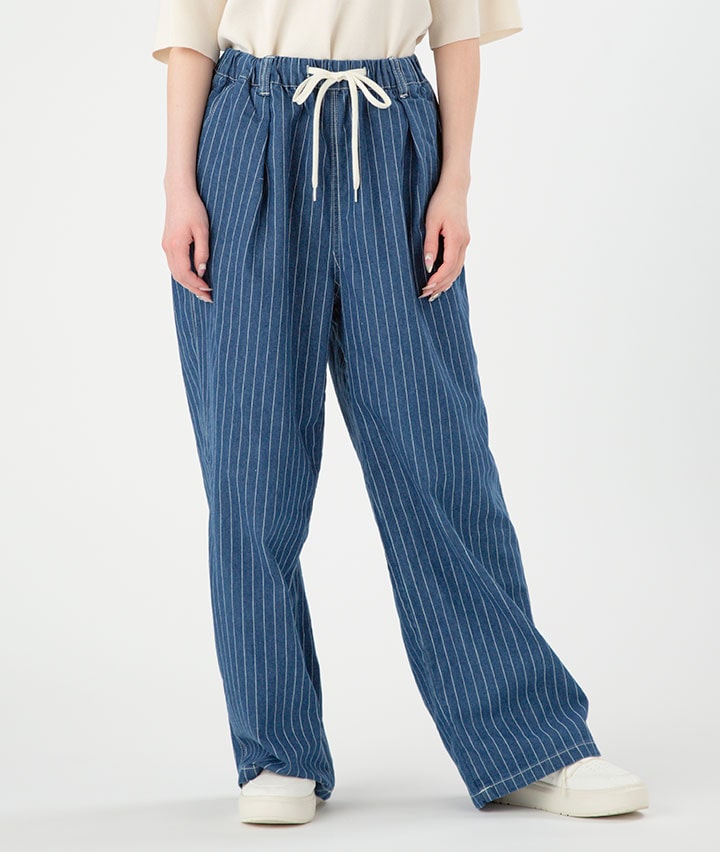 ピンストライプデニムイージーパンツ