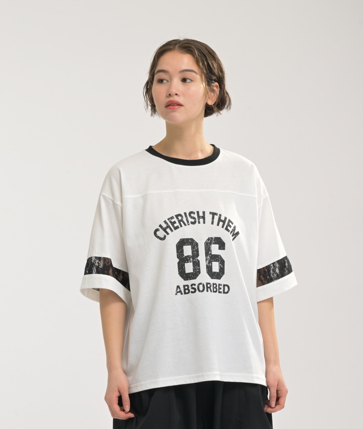 袖レース切替Ｔシャツ