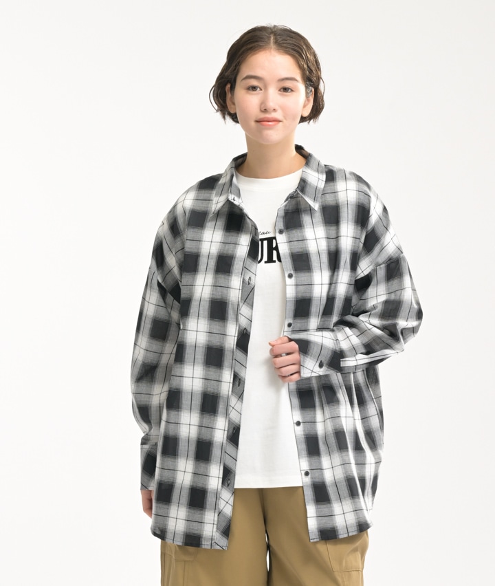 綿シアーチェックシャツ
