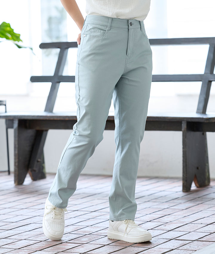 夏ボトムカラーストレートパンツ