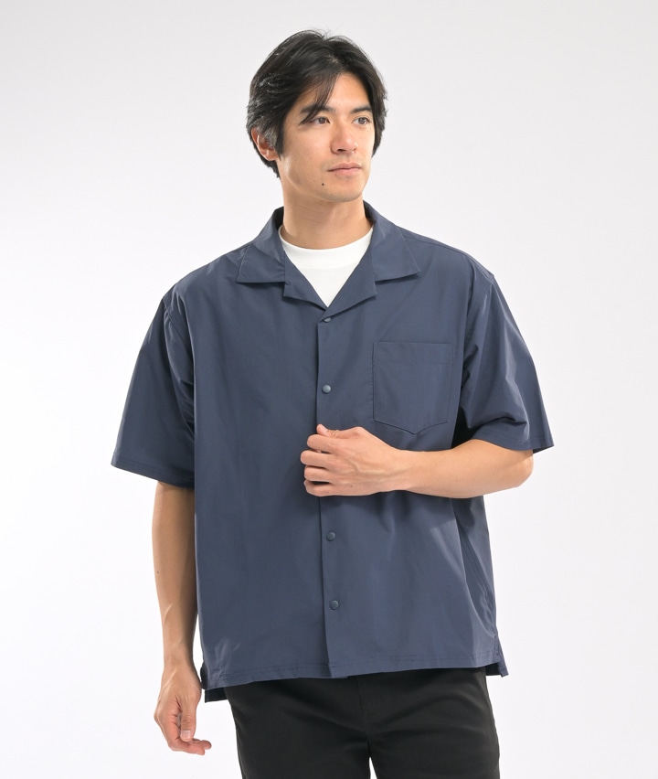 カットジョーゼット開襟シャツ