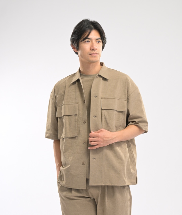 （冷感・速乾・イージーケア・ＵＶカット・３６０°ストレッチ）ビッグフラップポケットシャツ