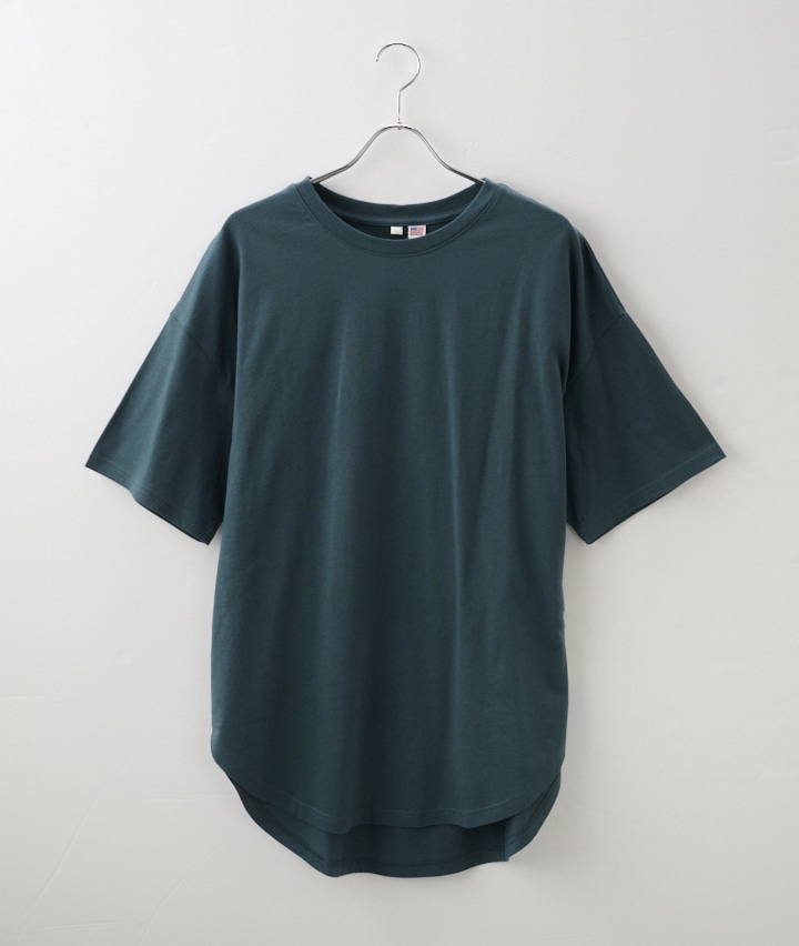 【コットンＵＳＡ】裾ラウンドチュニックＴシャツ
