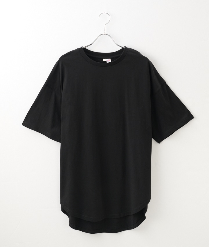 【コットンＵＳＡ】裾ラウンドチュニックＴシャツ