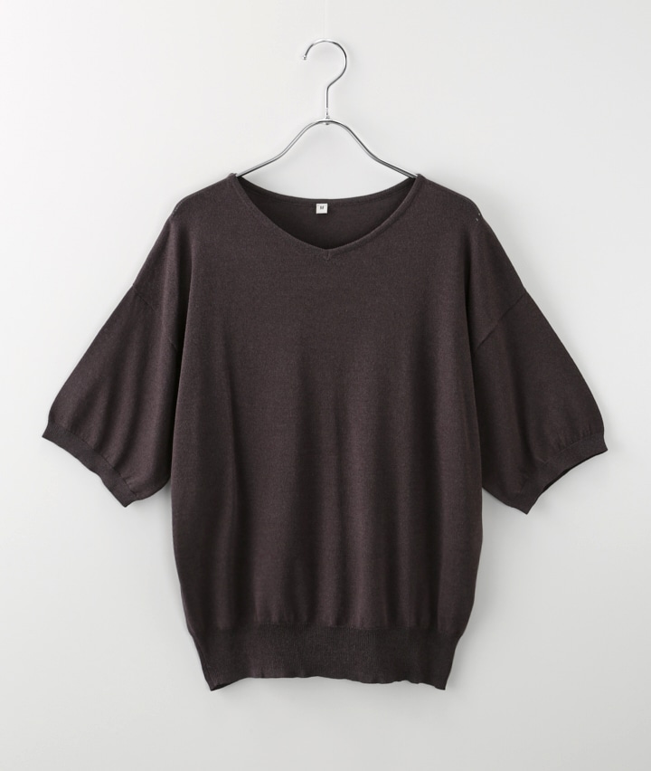 （接触冷感・ＵＶカット）Ｖネックニットプルオーバー