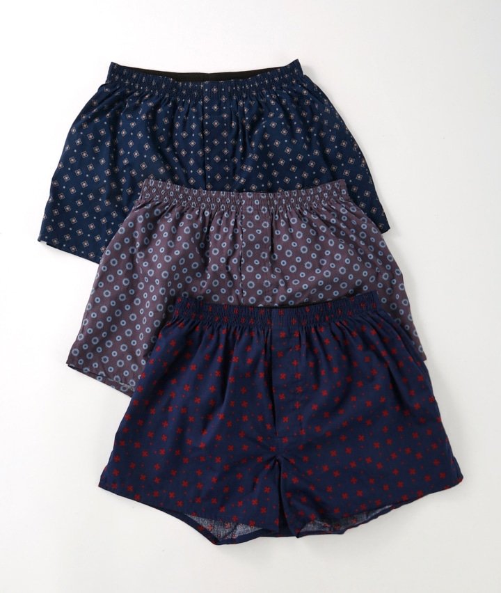 【ＳＵＦＦＵＳＥ】（小紋柄）（綿１００％）（前開き）（３枚組）紳士トランクス