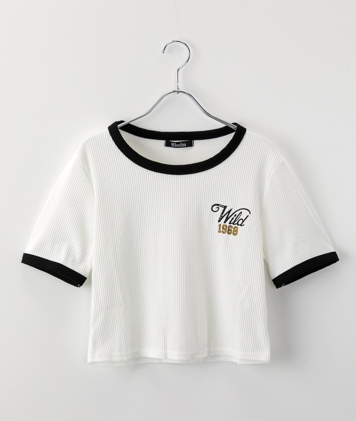 プリントロゴラインストーンＴシャツ