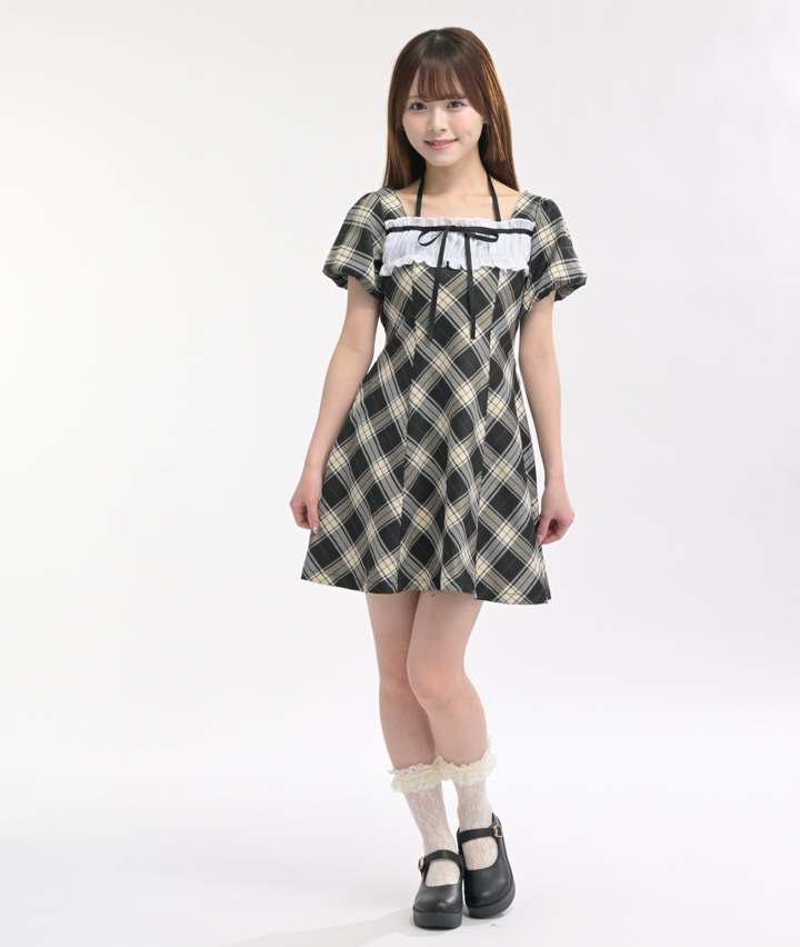 胸配色ＦＦワンピース