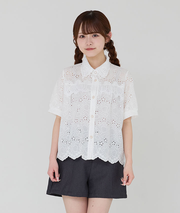 綿レースブラウス