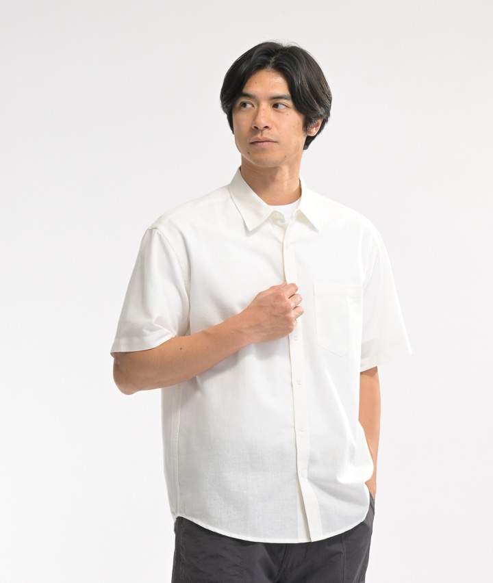 涼風リネンブレンドレギュラーカラーシャツ