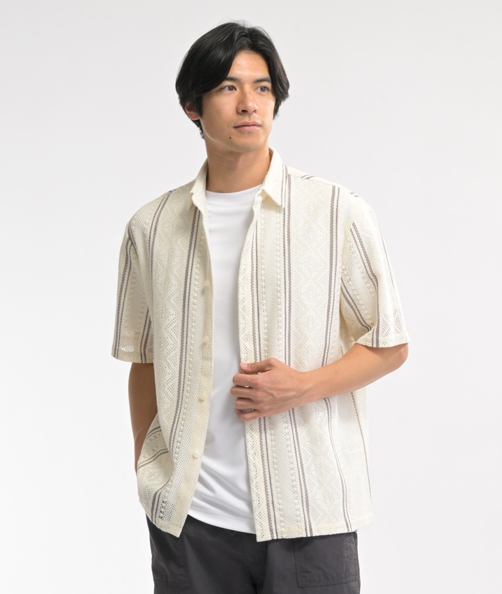 レースストライプシャツ