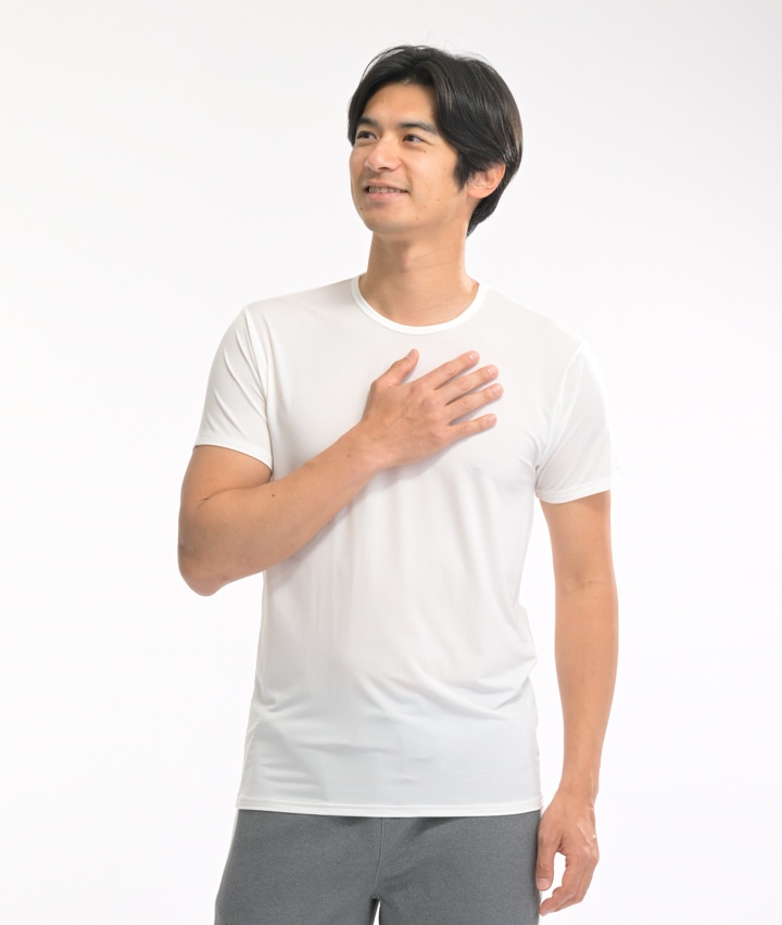 【涼の呼吸】（接触冷感）（吸放湿）（静電防止）半袖丸首シャツ